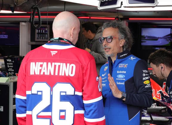 24.05.2026, Circuit Gilles-Villeneuve, Montreal, FORMULA 1 LENOVO GRAND PRIX DU CANADA 2026 , im Bild FIFA Präsident Gianni Infantino, Teamchef Laurent Mekies (Oracle Red Bull Racing) (Photo by Mark Urquhart Hasan Bratic DeFodi Images) -