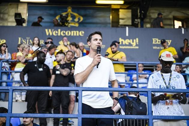 Union s head coach David Hubert pictured after a soccer match between Royale Union Saint-Gilloise and RSC Anderlecht, Sunday 24 May 2026 in Brussels, on the last day of the Champion s Play-offs of the 2025-2026 Jupiler Pro League first division of the Belgian championship. TOM GOYVAERTS TomxGoyvaerts  x174949992x