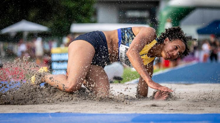 REHLINGEN , GERMANY - MAY 24: Malaika Mihambo (GER LG Kurpfalz), long jump women during the 61. Internationales Pfingstsportfest on 24.05.2026 at the Bungertstadion in Rehlingen-Siersburg (Saarland Deutschland). Saarland Deutschland Copyright: xAxelxKohringx