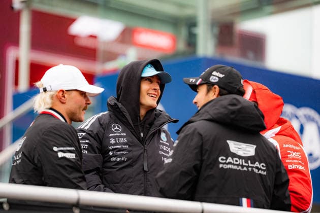 Drivers At F1 Canadian Grand Prix - Race Day GEORGE RUSSELL (GBR) of Mercedes-AMG PETRONAS Formula One Team LEWIS HAMILTON (GBR) of Scuderia Ferrari HP VALTTERI BOTTAS (FIN) of Cadillac Formula 1 Team on Sunday during the 2026 Formula 1 Lenovo Canadian Grand Prix at the Circuit Gilles-Villeneuve in Montreal, QC, Canada on May 24, 2026. Photo by Antoine Lapeyre ABACAPRESS.COM Montreal QC Canada  Copyright: xLapeyrexAntoine ABACAx