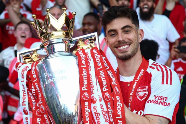 Premier League: Crystal Palace v Arsenal LONDON, UK - 24th May 2026: Kai Havertz of Arsenal celebrates with the Premier League trophy after the Premier League match between Crystal Palace FC and Arsenal FC at Selhurst Park London Selhurst Park England United Kingdom Copyright: xCraigxMercerx xPeakxActionxPhotosx