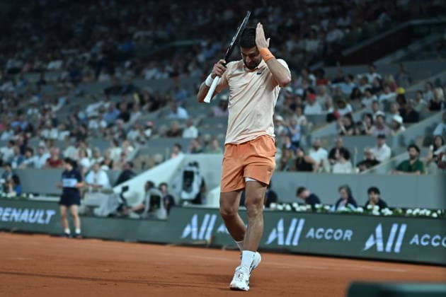 French Open (Roland Garros) - Day 1 PARIS, FRANCE - MAY 24: Serbia s Novak Djokovic in action against France s Giovanni Mpetshi Perricard (not seen) during a first-round men s singles match on the opening day of the French Open (Roland Garros) in Paris, France, on May 24, 2026. Burak Akbulut Anadolu Paris France. Editorial use only. Please get in touch for any other usage.  Copyright: x2026xAnadoluxBurakxAkbulutx