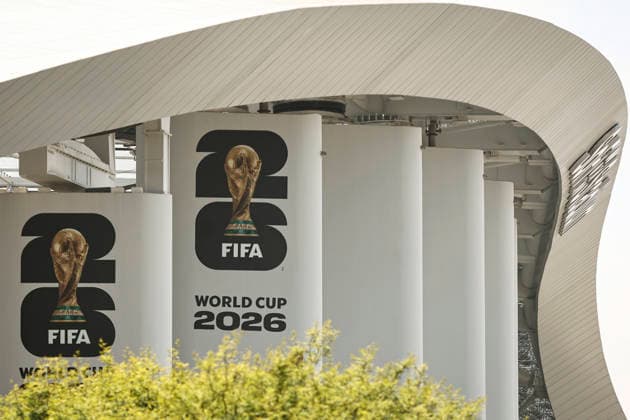 Preparation For FIFA World Cup, WM, Weltmeisterschaft, Fussball 2026 FIFA World Cup 2026 signage is displayed at SoFi Stadium in Inglewood, California, on May 23, 2026. Inglewood United States  Copyright: xMichaelxYanowx originalFilename:yanow-preparat260523_npQvF.jpg
