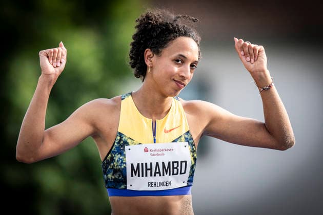 REHLINGEN , GERMANY - MAY 24: Malaika Mihambo (GER LG Kurpfalz) celebrates her 6,70m in the long jump during the 61. Internationales Pfingstsportfest on 24.05.2026 at the Bungertstadion in Rehlingen-Siersburg (Saarland Deutschland). Saarland Deutschland Copyright: xAxelxKohringx