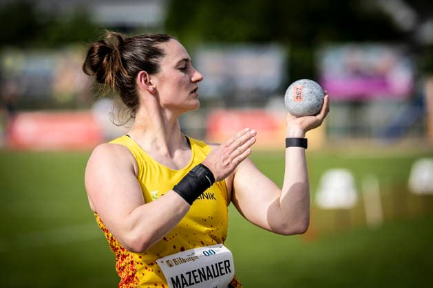 REHLINGEN , GERMANY - MAY 24: Shot putter Miryam Mazenauer (SUI Schweiz) during the 61. Internationales Pfingstsportfest on 24.05.2026 at the Bungertstadion in Rehlingen-Siersburg (Saarland Deutschland). Saarland Deutschland Copyright: xAxelxKohringx
