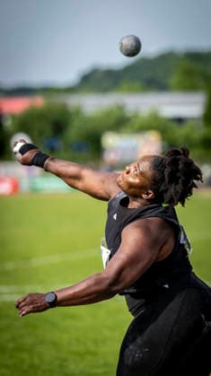 REHLINGEN , GERMANY - MAY 24: Shot putter Danniel Thomas-Dodd (JAM Jamaika) during the 61. Internationales Pfingstsportfest on 24.05.2026 at the Bungertstadion in Rehlingen-Siersburg (Saarland Deutschland). Saarland Deutschland Copyright: xAxelxKohringx