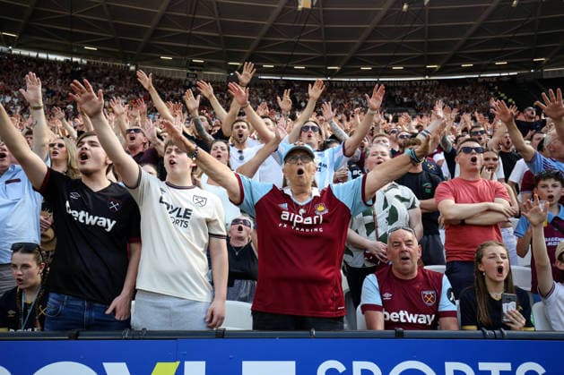West Ham v Leeds 24 May 2026, London - Premier League Football - West Ham United v Leeds United - West Ham fans - Photo: Charlotte Wilson Offside. London UK Copyright: xCharlottexWilsonx xOffsidexOffside