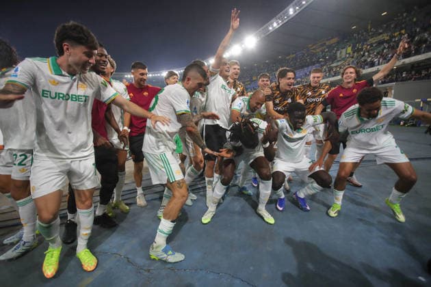 IPA85050284 - 24.05.2026 Verona vs Roma (Serie A) Sports; Football; 38th and final day& xD;In the photo: Exultation& xD;(Photo Gino Mancini)  Copyright: xGinoxMancini IPAxSportx xx 85050284