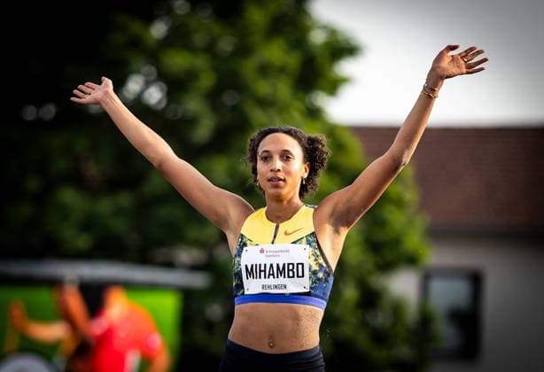 61. Internationales Pfingstsportfest; Rehlingen-Siersburg, 24.05.2026 Malaika Mihambo (GER LG Kurpfalz) freut sich nach ihren 6,82 Meter im sechsten und letzten Versuch in der Frauenkonkurrenz im Weitsprung. Mihambo gewinnt in einem packenden und spannenden Wettkampf schließlich mit einem Zentimeter Vorsprung; 61. Internationales Pfingstsportfest am 24.05.2026 im Bungertstadion in Rehlingen-Siersburg (Saarland). Copyright: xBEAUTIFULxSPORTS R.xSchmittx