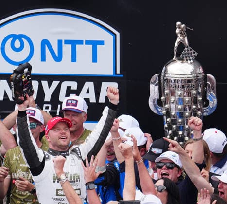 INDIANAPOLIS, IN - MAY 24: IndyCar, Indy Car, IRL, USA driver Felix Rosenqvist (60) reacts in victory lane to winning the 110th Running of the Indianapolis 500 on May 24, 2026, at the Indianapolis Motor Speedway in Indianapolis, Indiana. (Photo by Brian Spurlock Icon Sportswire) AUTO: MAY 24 NTT IndyCar Series Indianapolis 500 presented by Gainbridge EDITORIAL USE ONLY Icon26052450024