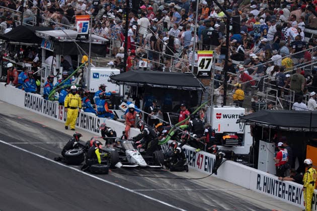 May 24, 2026, Speedway, Indiana, USA: Pit stop for Mick Schumacher, driver of the 47 Rahal Letterman Lanigan Racing Honda during the Indy 500 at the Indianapolis Motor Speedway. Speedway USA - ZUMAd212 20260524_zsp_d212_010 Copyright: xRichardxDolex