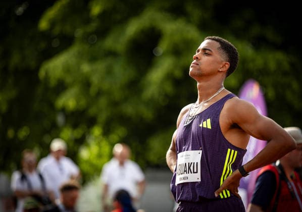 61. Internationales Pfingstsportfest; Rehlingen-Siersburg, 24.05.2026 Joshua Abuaku (GER Eintracht Frankfurt e.V.) kurz vor seinem 400m-Hürdenrennen bei den Männern; 61. Internationales Pfingstsportfest am 24.05.2026 im Bungertstadion in Rehlingen-Siersburg (Saarland). Copyright: xBEAUTIFULxSPORTS R.xSchmittx