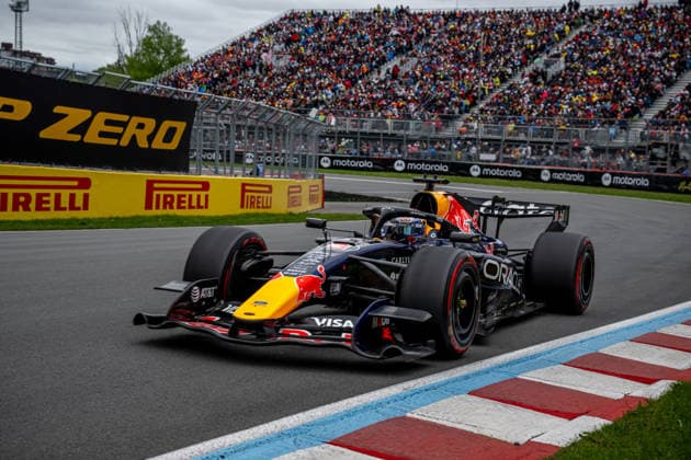 MONTREAL, CANADA: Max Verstappen, racing for the Red Bull Racing team during the 2026 Formula 1 Canadian Grand Prix at the Circuit Gilles Villeneuve in Montreal, Canada