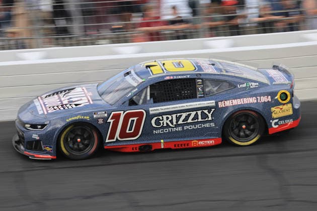 CHARLOTTE, NC - MAY 24: Ty Dillon ( 10 Kaulig Racing Grizzly Nicotine Pouches Chevrolet) races into turn 3 during the running of the NASCAR, Motorsport, USA Cup Series Coca-Cola 600 on May 24, 2026 at Charlotte Motor Speedway in Charlotte, NC. (Photo by Jeff Robinson Icon Sportswire) AUTO: MAY 24 NASCAR Cup Series Coca-Cola 600 EDITORIAL USE ONLY Icon2605247611600