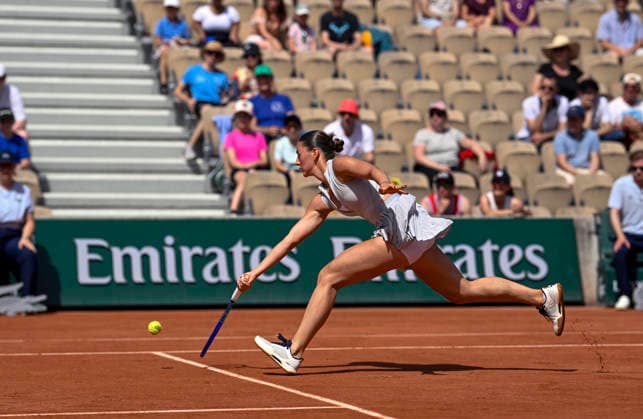 Tennis: French Open Marta Kostyuk of Ukraine plays in the women s singles first round at the French Open tennis tournament in Paris on May 24, 2026.  A14AA0005611179P