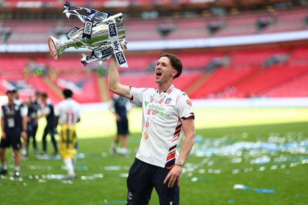 Johnny Kenny of Bolton Wanderers celebrates after winning the Sky Bet EFL League One Play-off Final and promotion to the Sky Bet EFL Championship Bolton Wanderers v Stockport County, EFL Sky Bet League One, Play-Off Final, Football, Wembley Stadium, London, UK - 24 May 2026London Wembley Stadium United Kingdom EDITORIAL USE ONLY No use with unauthorised audio, video, data, fixture lists, club league logos or live services. Online in-match use limited to 120 images, no video emulation. No use in betting, games or single club league player publications.  Copyright: xSimonxDael Shutterstockx 16889811lh