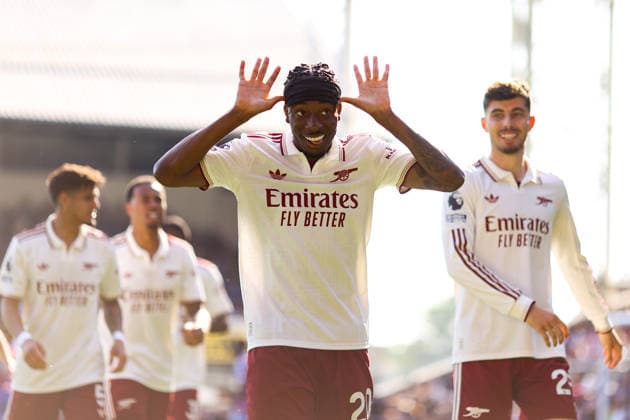 Crystal Palace v Arsenal 24 May 2026, London - Premier League Football - Crystal Palace v Arsenal - Noni Madueke of Arsenal celebrates their second goal - Photo: Jacques Feeney Offside. London UK Copyright: xJacquesxFeeneyx xOffsidexOffside