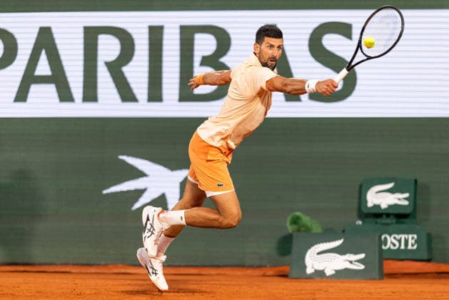 2026 French Open - Day One Novak Djokovic competes in his men s singles match against Giovanni Mpetshi Perricard on day 1 of the French Open tennis tournament on Court Philippe-Chatrier at the Roland-Garros Complex in Paris, France. Paris France  Copyright: xIbrahimxEzzatx originalFilename:ezzat-notitle260524_npnXp.jpg