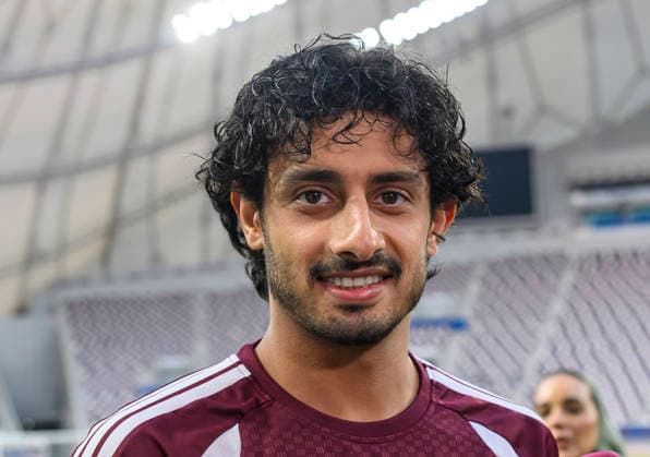 May 24, 2026, Doha, Qatar: Qatar Forward Ahmed Al-Ganehi looks on prior to the final training session at Khalifa International Stadium. as the Qatar national football team completes final home preparations for the FIFA World Cup, WM, Weltmeisterschaft, Fussball 2026, with friendlies against Ireland and El Salvador ahead. Doha Qatar - ZUMAs197 20260524_aaa_s197_228 Copyright: xNoushadxVariyattiyakkalx