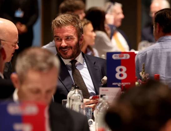 Former Manchester United, ManU Footballer and Salford City Co-Owner Sir David Beckham in attendance in the Wembley suite Notts County v Salford City, EFL Sky Bet League Two, Play-Off Final, Football, Wembley Stadium, London, UK - 25 May 2026London Wembley Stadium United Kingdom EDITORIAL USE ONLY No use with unauthorised audio, video, data, fixture lists, club league logos or live services. Online in-match use limited to 120 images, no video emulation. No use in betting, games or single club league player publications. Copyright: xIanxTuttle Shutterstockx 16889936by
