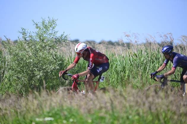 The pack of riders pictured in action during the Antwerp Port Epic men s elite one day cycling race, 196,4 km in and around Antwerp, Monday 25 May 2026. TOM GOYVAERTS TomxGoyvaerts  x175005859x