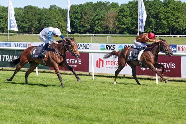 25.05.2026, Hannover, Niedersachsen, GER - Alpenveilchen mit Bauyrzhan Murzabayev gewinnt. Galopprennbahn Hannover, Neue Bult. () 260525D974HANNOVER.JPG