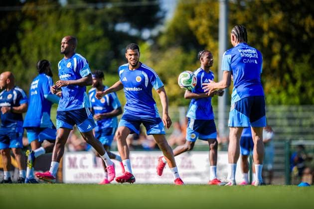 NOORDWIJK , 25-05-2026 , Sportpark S.J.C. , season 2025 2026 , Curacao Dutch International football , Training session Curacao in preparation for FIFA World Cup, WM, Weltmeisterschaft, Fussball 2026 , picture shows Curacao player Roshon van Eijma Training Curacao 25-05-2026  x203963808x Copyright: