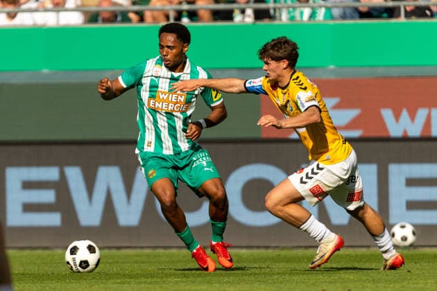 SOCCER - BL, Rapid vs Ried VIENNA,AUSTRIA,25.MAY.26 - SOCCER - ADMIRAL Bundesliga, Europacup play off, SK Rapid Wien vs SV Ried. Image shows Petter Nosa Dahl (Rapid) and Fabian Rossdorfer (Ried).  GEPAxpictures xPhilippxBrem