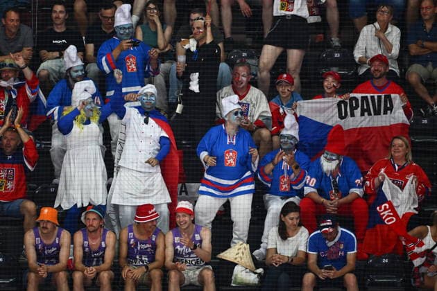 Czech fans during the IIHF World Championship, WM, Weltmeisterschaft Group B match Czech Republic vs Norway on May 25, 2026, Fribourg, Switzerland. (CTKxPhoto RadekxPetrasek) CTKPhotoP2026052506112  CTKPhotoP2026052506112