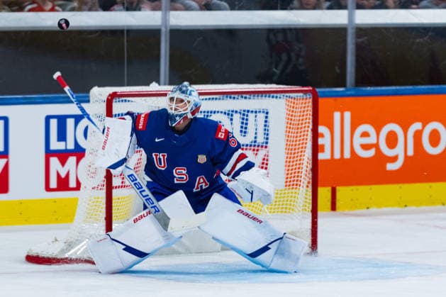 ZURICH, SWITZERLAND - MAY 25: Joseph Woll (United States, 60) during the Preliminary Round - Group A Match 47 between United States and Hungary at the IIHF Ice hockey, Eishockey World Championship, WM, Weltmeisterschaft 2026, Swiss Life Arena on May 25, 2026 in Zurich, Switzerland. Zurich Switzerland Copyright: xTimoxSteinx