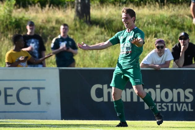 25.05.2025 - Fussball - Saison 2024 2025 - Relegation Oberliga Bayern Bayernliga Landesliga : ATSV Erlangen - TSV Großbardorf - LuPf - xluxpfx - Valentin Reitstetter (31, TSV Großbardorf ) Torjubel Jubel Freude nach Treffer Tor Torschuß