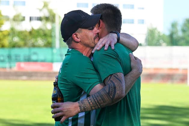 25.05.2025 - Fussball - Saison 2024 2025 - Relegation Oberliga Bayern Bayernliga Landesliga : ATSV Erlangen - TSV Großbardorf - LuPf - xluxpfx - Jubel Freude nach Spielende