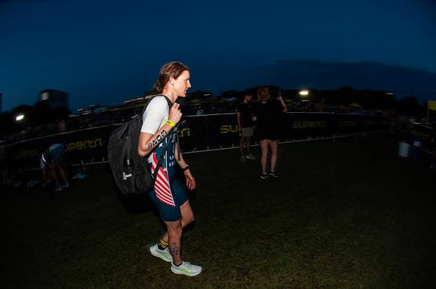 May 25, 2026: Gwen Jorgensen (203) enters early morning bike transition before the start of the SuperTri womens Pro Sprint. Austin, Texas. CSM. Austin United States of America - ZUMAc04_ 20260525_faf_c04_007 Copyright: xMarioxCantux