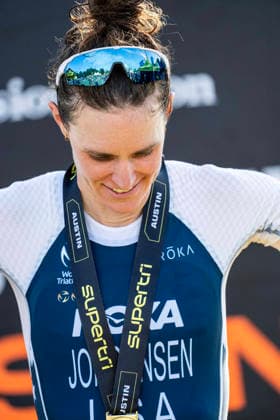 May 25, 2026: Gwen Jorgensen (203) finishing first place womens Pro Sprint at the SuperTri. Austin, Texas. CSM. Triathlon 2026: SuperTri Austin MAY 25  - ZUMAc04_ 20260525_faf_c04_012 Copyright: xMarioxCantux