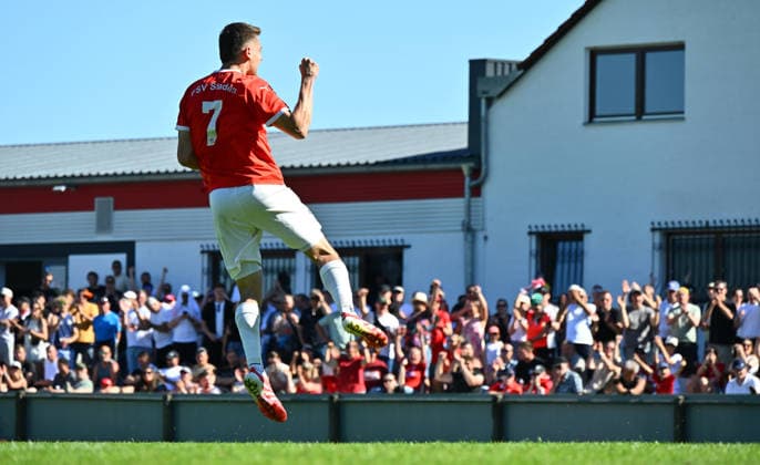 25.05.2026 - Fussball - Saison 2025 2026 - Relegation Oberliga Bayern Bayernliga Landesliga : FSV Stadeln - FC Eintracht Münchberg - - xwoxzix - David Perst (7, FSV Stadeln ) Jubel Freude