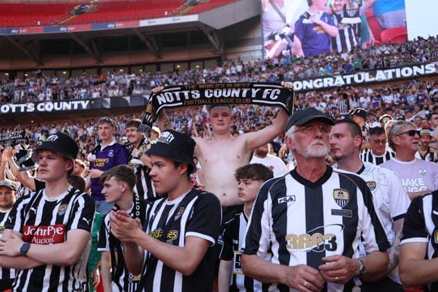 25th May 2026; Wembley Stadium, London, England; League Two Playoff Final Football, Notts County versus Salford City; Notts County fans celebrate their team winning the Sky Bet League Two Play-off Final KatiexChan