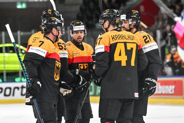 ZURICH, SWITZERLAND - MAY 25: Fabio Wagner of Germany C) celebrates his goal during the 2026 IIHF Ice hockey, Eishockey World Championship, WM, Weltmeisterschaft Switzerland game between Germany and Great Britain at Swiss Life Arena on May 25, 2026 in Zurich, Zurich. Zurich Swiss Life Arena Zurich Switzerland Copyright: xJustPictures.ch AndreaxBrancax jp-en-EuSpIm-JP7_ANB_Sui_Hung_25052026_6006