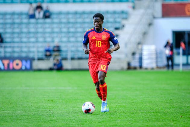 UEFA Under-17 European Championship, EM, Europameisterschaft Estonia 2026 Ebrima Tunkara in action during the UEFA Under-17 European Championship Group-A match between Estonia U-17 vs Spain U-17 national teams, Tallinn Estonia 25.05.2026 Tallinn A Le Coq Arena Estonia Copyright: xMaurixLevandix