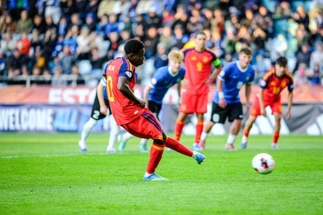 UEFA Under-17 European Championship, EM, Europameisterschaft Estonia 2026 Ebrima Tunkara in action during the UEFA Under-17 European Championship Group-A match between Estonia U-17 vs Spain U-17 national teams, Tallinn Estonia 25.05.2026 Tallinn A Le Coq Arena Estonia Copyright: xMaurixLevandix