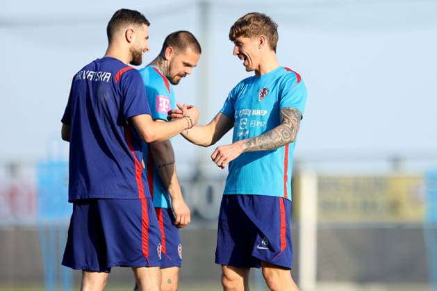 Croatia national football team trains in Rijeka ahead of 2026 World Cup Luka Karlo and Kristijan Jakic of Croatia during a training session at Rujevica Stadium on May 25, 2026 in Rijeka, Croatia as preparations begin for the 2026 FIFA World Cup, WM, Weltmeisterschaft, Fussball The Croatian national football team is holding early training camps and friendly matches ahead of their departure for the United States.  NelxPavletic PIXSELL
