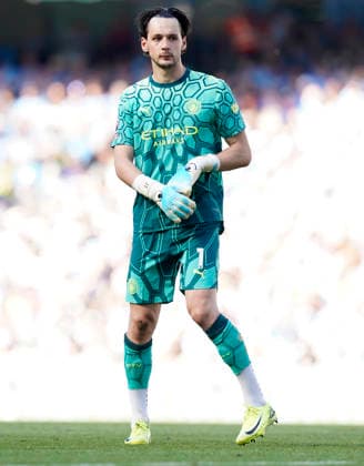 Manchester, England, 24th May 2026. James Trafford of Manchester City during the Manchester City vs Aston Villa Premier League match at the Etihad Stadium, Manchester. Picture credit should read: Andrew Yates Sportimage EDITORIAL USE ONLY. No use with unauthorised audio, video, data, fixture lists, club league logos or live services. Online in-match use limited to 120 images, no video emulation. No use in betting, games or single club league player publications. SPI_145_AY_Man_City_Villa SPI-4819-0131
