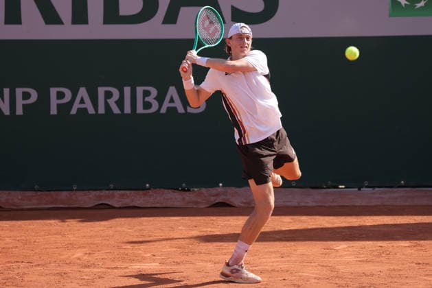 Ignacio Buse, PER, during first round of 2026 French Open at Roland Garros, Paris, 25 05 2026; -