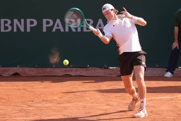 Ignacio Buse, PER, during first round of 2026 French Open at Roland Garros, Paris, 25 05 2026; -