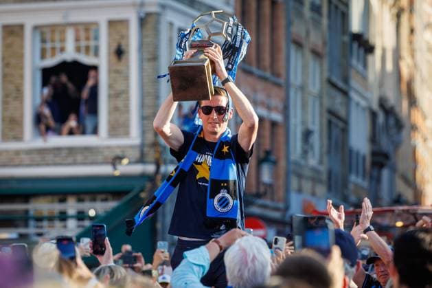 Club s Hans Vanaken pictured during celebrations of Club Brugge after winning the 2025-2026 Jupiler Pro League first division of the Belgian championship, in Brugge, on Monday 25 May 2026. KURTxDESPLENTER  x175088562x