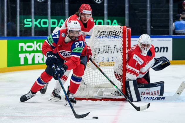260526 Andreas Martinsen of Norway during the 2026 IIHF Ice hockey, Eishockey World Championship, WM, Weltmeisterschaft match between Norway and Denmark on May 26, 2026 in Fribourg. Photo: Jesper Zerman BILDBYRAN kod JZ JZ0731 ishockey ice hockey ishockey-vm 2026 vm 2026 iihf world championship norge norway danmark denmark bbeng norge norway danmark denmark Copyright: JESPERxZERMAN BB260526JZ005