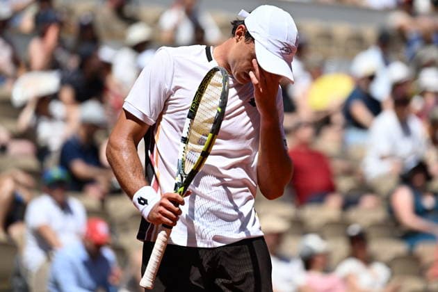 2026 French Open (Roland-Garros) - Day 3 PARIS, FRANCE - MAY 26: Adam Walton of Australia reacts as he in action against Daniil Medvedev (not seen) during a first-round men s singles match on the third day of the French Open (Roland Garros) in Paris, France, on May 26, 2026. Burak Akbulut Anadolu Paris France. Editorial use only. Please get in touch for any other usage.  Copyright: x2026xAnadoluxBurakxAkbulutx
