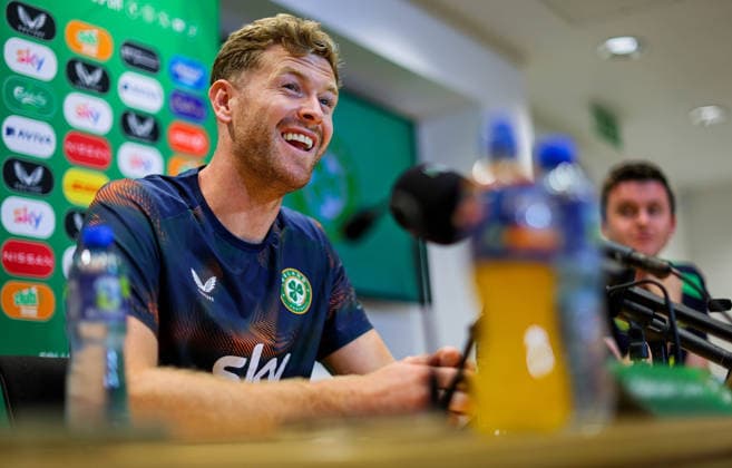 Republic of Ireland press conference, PK, Pressekonferenz FAI HQ, Dublin 26 5 2026 Nathan Collons Nathan Collons 26 5 2026  Copyright: x INPHO RyanxByrnex RB1_1347