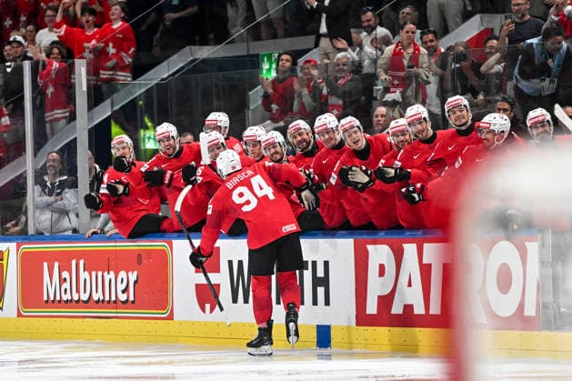 ZURICH, SWITZERLAND - MAY 26: Attilio Biasca of Switzerland celebrates his goal during the 2026 IIHF Ice hockey, Eishockey World Championship, WM, Weltmeisterschaft Switzerland game between Switzerland and Finland at Swiss Life Arena on May 26, 2026 in Zurich, Zurich. Zurich Swiss Life Arena Zurich Switzerland Copyright: xJustPictures.ch AndreaxBrancax jp-en-EuSpIm-JP7_ANB_SuiFin_26052026_7443
