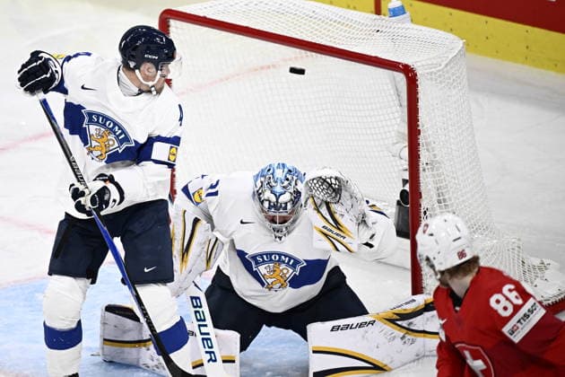 LKS 20260526 Goalkeeper Justus Annunen concedes a goal by Ken Jager (not in pic) of Switzerland during the 2026 IIHF Ice hockey, Eishockey World Championships preliminary round group A match between Switzerland and Finland in Zurich on May 26, 2026. - RONI REKOMAA Zürich Switzerland xvGG2XlLQg8  Copyright: xRonixRekomaax xvGG2XlLQg8