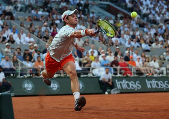 May 26, 2026, Paris, Ile De France, France: CLEMENT TABUR of France during the match against J. Sinner of Italy in the first round of tennis tournament Roland Garros, Paris, France. Tennis, Roland Garros 2026 - Clement Tabur  - ZUMAc278 20260526_zsp_c278_073 Copyright: xMarcinxCholewinskix